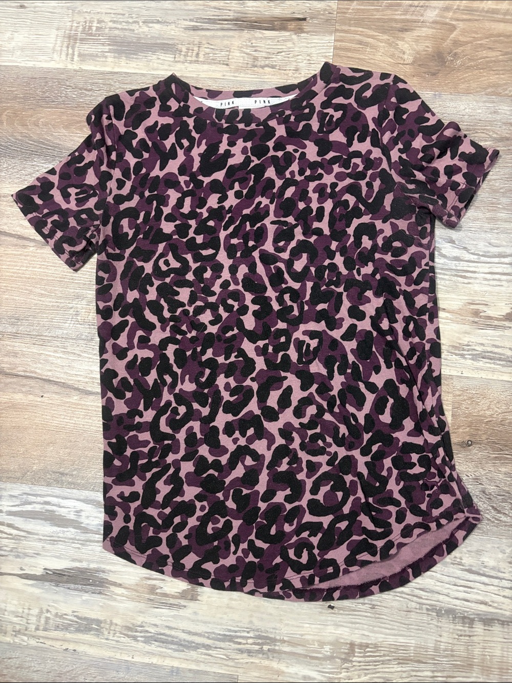 Pink Leopard Print Short Sleeve Top